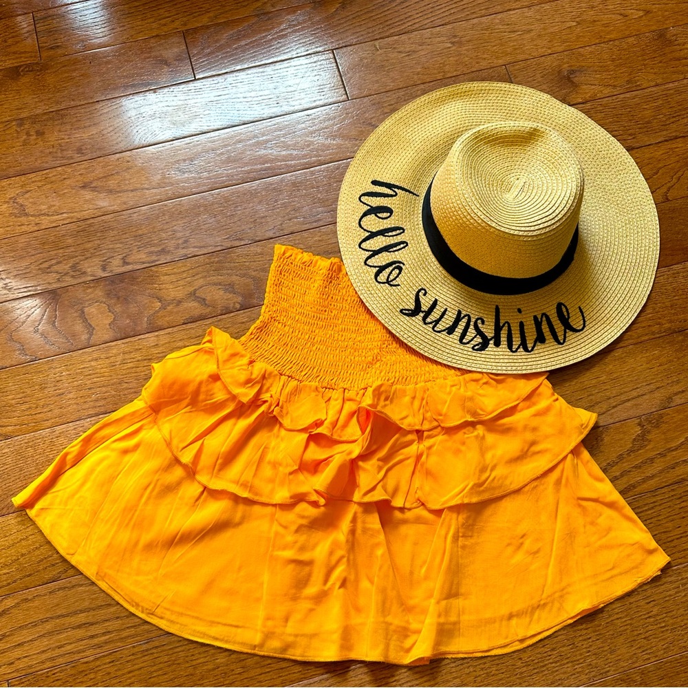 NanaMacs neon orange smocked skirt